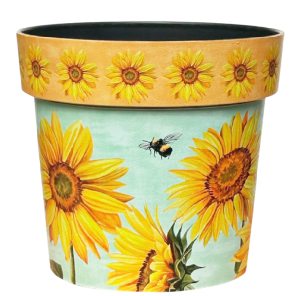 12 Inch Zest Pot Watercolor Sunflower - 4 per case - Decorative Planters